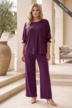 Load image into Gallery viewer, PLUS SIZE 2-Piece Poncho Top + Relaxed-Fit Pants Flowy Set