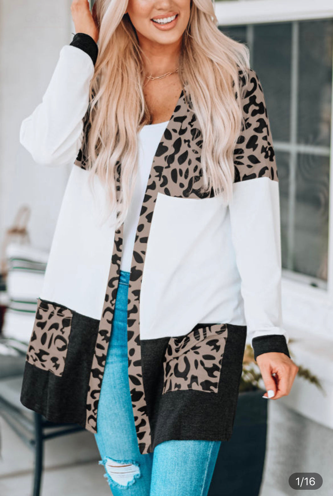 Block Sweater w/animal print