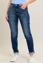 Load image into Gallery viewer, Judy Blue Classic Mid Rise Medium Wash Cuffed Slim Fit Jeans

