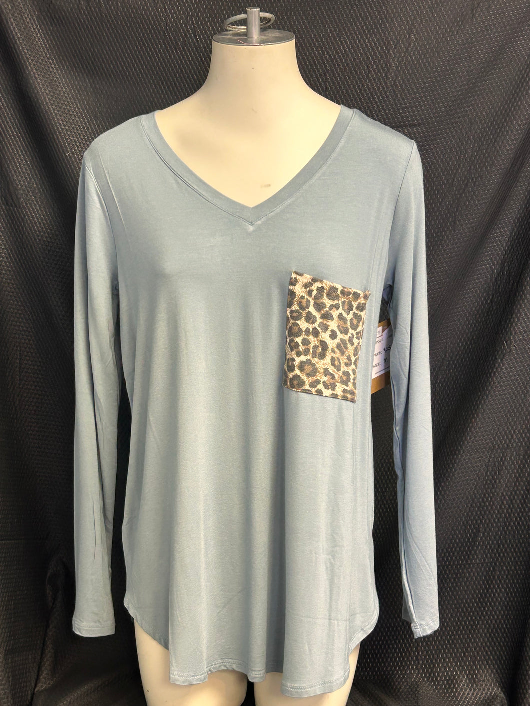Long Sleeve Animal Print Pocket Top