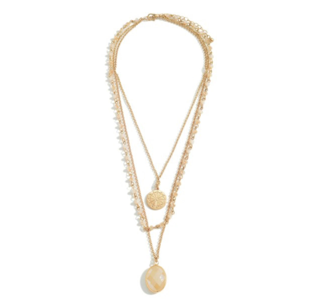 Gold Necklace with Pearl Circle