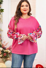 Load image into Gallery viewer, Bright Pink Flounce Sleeve Rib Knit Drop Shoulder Top

