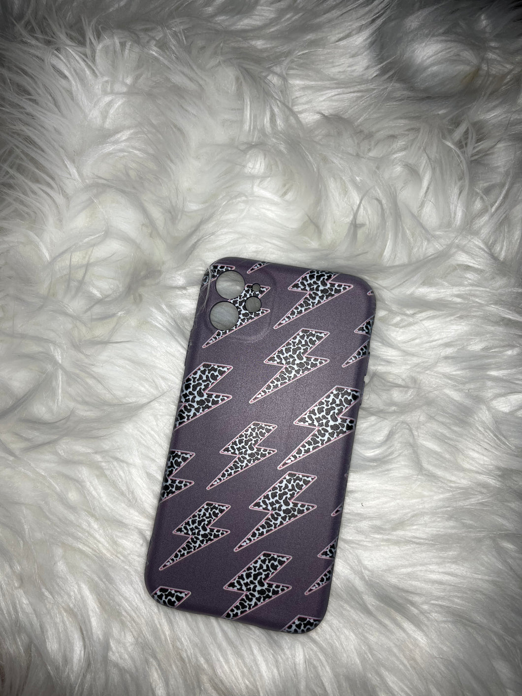 Heather Purple Cow Print Bolts Phone Case
