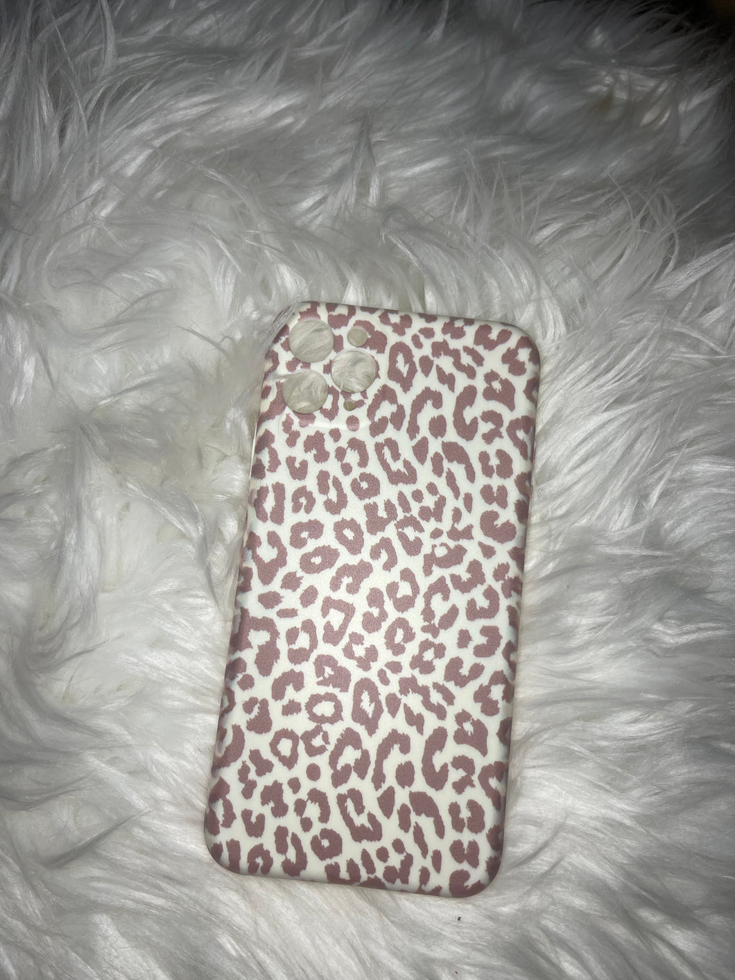White & Mauve Animal Print Phone Case